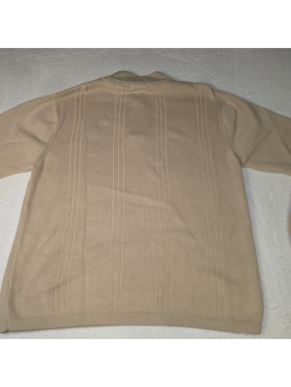 Alex Cannon Men's Quarter Zip Cable Knit Sweater Beige with Elbow Patches size L - Picture 10 of 13